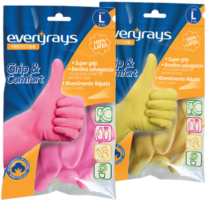 Picture of LATEX KITCHEN GLOVES  YELLOW LARGE EVERYRAYS