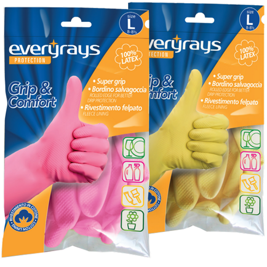 Picture of LATEX KITCHEN GLOVES  YELLOW LARGE EVERYRAYS