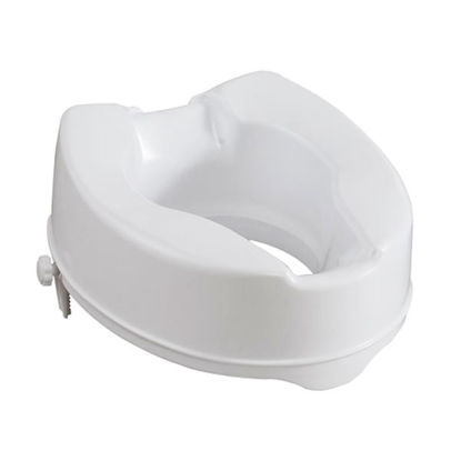Picture of RAISED TOILET SEAT 0808345 15CM WHITE, WITH SIDE CLAMPS