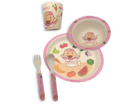 Picture of BABY DISH SET FOR GIRLS  ICOBABY 4069 PINK