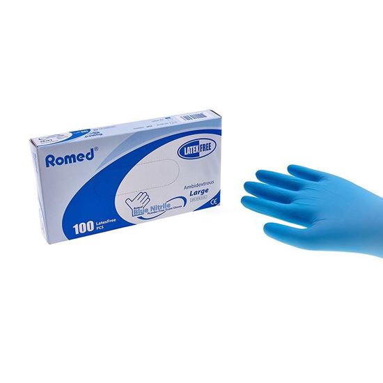 Picture of NITRILE GLOVES ROMED BLUE SMALL